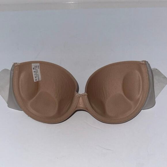 Women's Strapless‎ Underwire Bra Beige Nude Convertible Seamless Support C Cup - Picture 3 of 5